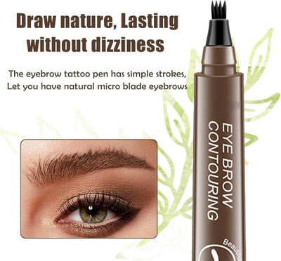 HUZURLU Eyebrow, Penwith a Micro-Fork Tip Applicator Creates Natural Looking Brows 1 ml(BLACK)