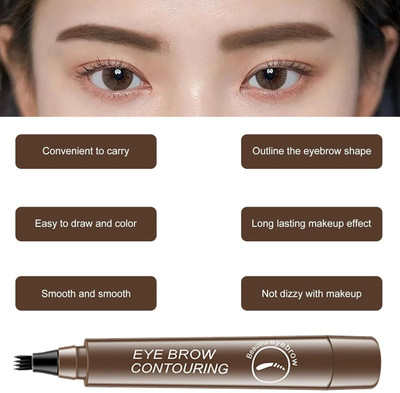 GABBU Eyebrow Tattoo Pen Waterproof 4 Points Eyebrow Pen Long Lasting1 2.5 g(brown)