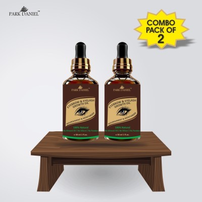 PARK DANIEL Eyebrow & Eyelashes Growth Oil-Enriched with Natural Ingredients Combo pack of 2 Bottles of 30 ml(60 ml) 60 ml(Clear - GLS01)