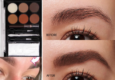 Jiwoo 3 Color Eyebrow Powder Cake Palette With 1 Brush 7.2 g 8 g(multi color)
