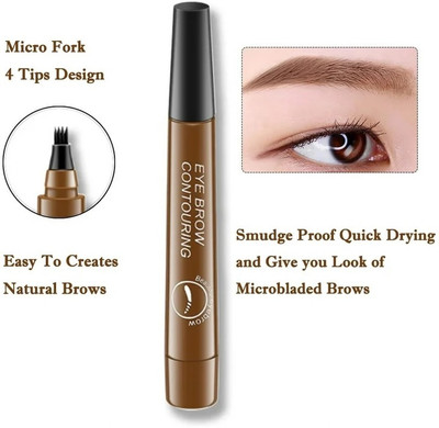 HUZURLU Eyebrow Tattoo Waterproof Microblading Eyebrow Micro-Fork Tip Applicator 1 ml(brown)