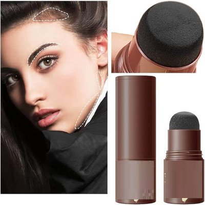 HUZURLU Quick Root Touch-Up, Paired With 3 Pairs Of Eyebrow Stamp (Black) 1.1 g(BLACK)