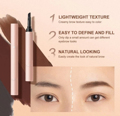 HUZURLU 2in1 Sculupting Double-Ended Eyebrow Cream And Brush 1.8 g(BROWN)