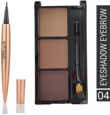 WECHARMERZ 3 Color Eyebrow Powder Cake Palette With 1 Brush & Black Eyeliner 7.2 g(Shade-04)