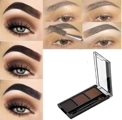 AMOSFIA Professional 3 In 1 Black and Brown Eyebrow Powder Palette 7.2 g(MULTI COLOR)