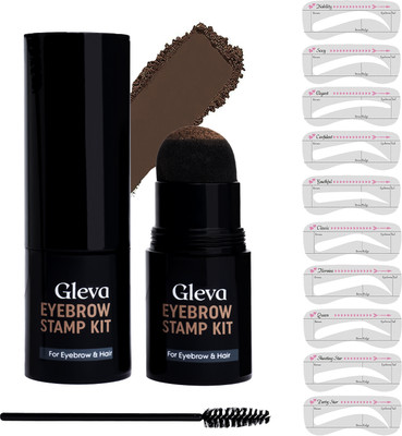 Gleva Eyebrow Stamp & Eyebrow Stencil Kit - Vegan Eyebrow Stamp Powder 2 g(Dark Brown)