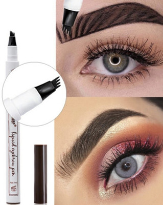 HUZURLU Eyebrow Pen 3 Head Micro-Fork Tips for Eyebrows3 1 ml(BLACK)