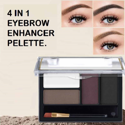 WOONGMI 4 in 1 Instant Eyebrow Powder Palette & Brush Black & Brown 8 g(Multicolor)