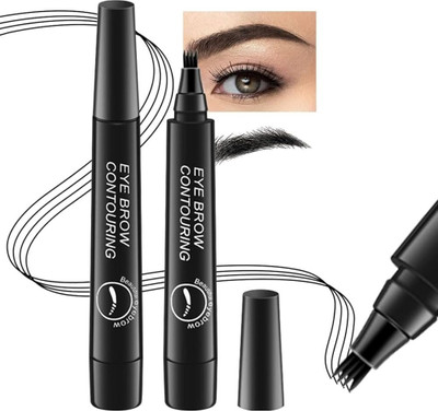 HUZURLU 3D Microblading Eyebrow Tattoo Pen 4 Fork Tip combo 2 ml(black)