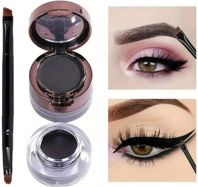 Latixmat 2 in 1 Black Eyeliner Gel and Eyebrow Powder Makup Eye Liner Brow Kit 7 g(Black)