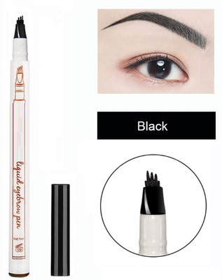 HUZURLU Smudge-Proof Eyebrow Tattoo Pen with Micro-Fork Tip Eyes Makeup Black 1 ml(BLACK)
