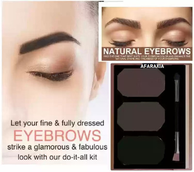 AFARAXIA Long Lasting & Waterproof 3 in 1 Eyebrow Powder Cake with Eyebrow Brush 9 g(MULTICOLOR)