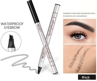 Sheny Eyebrow Liquid Makeup Pen with 4 Micro-Fork Tip black pan (1 ml ) 1 ml(BLACK)