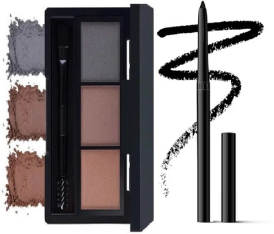SEUNG Kajal- 2 In 1 Black, Black, WITH Eyebrow enhancer eyebrow palette 5 g(MULTI COLOR)