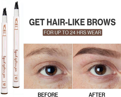 HUZURLU Tattoo Eyebrow Pen,Waterproof Microblading Eyebrow Micro Fork Tip Applicator-05 2 ml(brown)