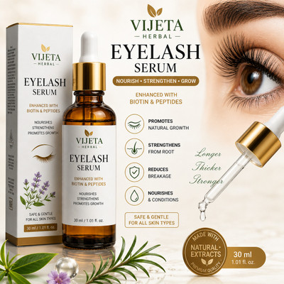 VIJETA Eyelash & Eyebrow Growth Serum For Women & Men, Grow Fuller & Thicker Eyelashes 30 ml(white)