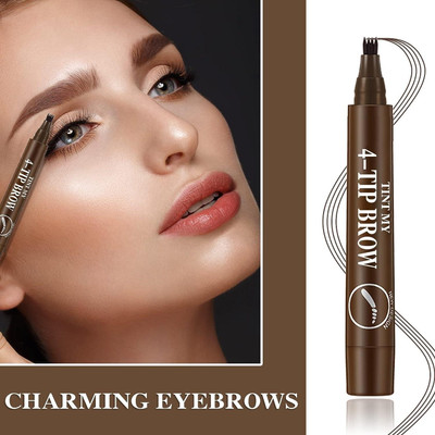 manasona Microblading Eyebrow Pencil with Four Tips,Waterproof Brow Gel 2.5 g(BROWN)
