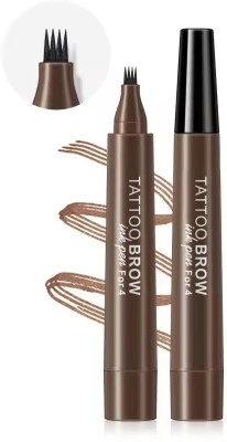 MYEONG 4 Micro-Fork Eyebrow Pen Applicator Creates Flawless Brown Shade Looking Brows 2.5 g(Brown)