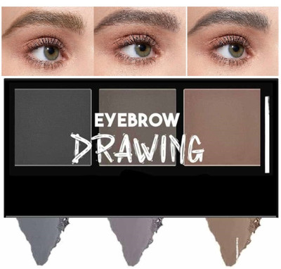 MYEONG New 3 Shades Eyebrow Palette | Waterproof Eyebrow Filler with Brush 7.2 g(MULTI COLOR)