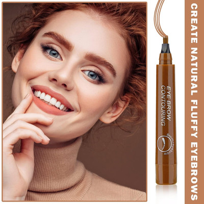 AFARAXIA Waterproof Eyebrow Pencil,with 4 Tip Microblading Eyebrow Pen 1 ml(Brown)
