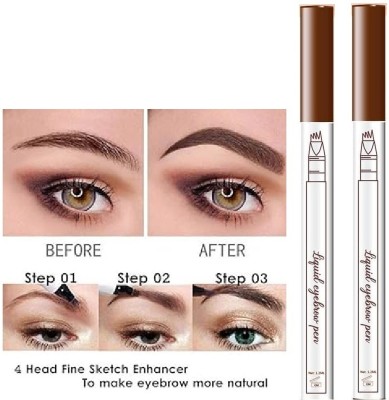 HUZURLU Tattoo Eyebrow Pen,Waterproof Microblading Eyebrow Micro Fork Tip Applicator-11 2 ml(brown)