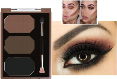 HUZURLU Waterproof Natural Look Eyebrow enhancer palette With 3 Shades 9 g(MULTICOLOR)