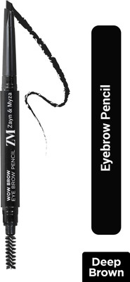 ZM Zayn & Myza Wow Brow Eyebrow Pencil Enriched with Castor Oil | Smudge & Water Proof | 12 Hrs(Deep Brown, 0.35gm)