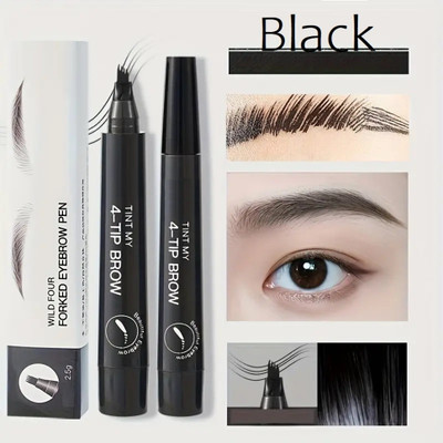 MYEONG Eyebrow Tattoo Pen Waterproof 4 Points Eyebrow Pen(Black)