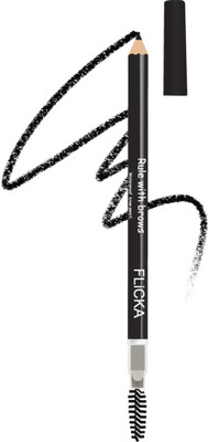 Flicka Rule With Brows Eyebrow Pencil, With Spoolie, Black, 1.2g(Black)