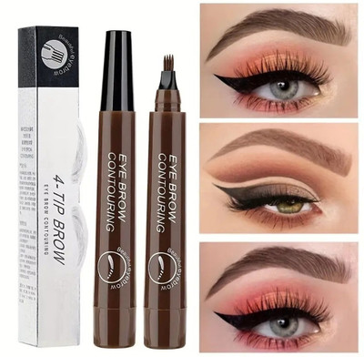 manasona 4 Points Eyebrow Pen Long Lasting Liquid Brow Pencil Natural Microblade(BROWN)
