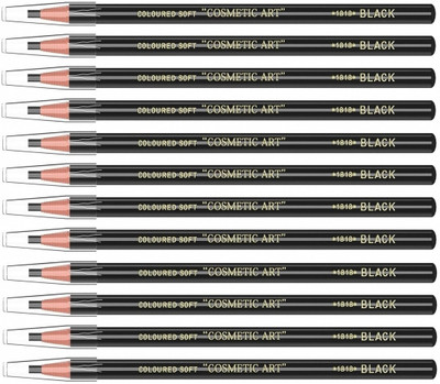 HUDAQUEEN Set of 12 Black Eyebrow Pencil Long Lasting Brow Tattoo 1818(Black)
