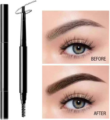 SHENYCOLORS 2 in 1 Eyebrow Pencil with eyebrow Brush for get matte look for beautiful eyes(BLACK)