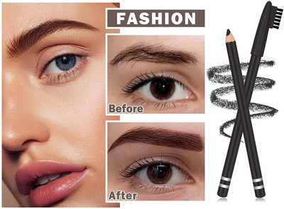 NADJA LONG LASTING BLACK SMUDGE PROOF EYE BROW PENCIL WITH BRUSH(BLACK)