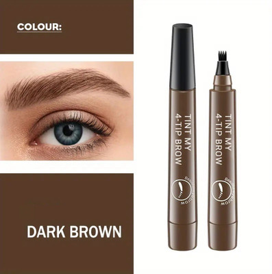 GULGLOW99 Micro-Fork Tip Eyebrow Pen, Ultra-Fine 4 Tip Waterproof, Smudge-Proof,(BROWN)