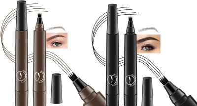 luzimaisa Expert Brow Pencil 2 in 1 Dual Function Brow Filling Pencil with Shaping Brush(black, brown)