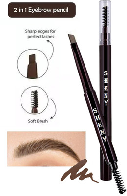 Sheny 2 In 1 Long Lasting Smudge proof Eyebrow Pencil and eyebrow Brush, easy makeup(BROWN)