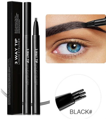 GULGLOW99 Natural Brows Eyebrow Pen, Microblading Eyebrow Pen 3 Fork Tip Pen(BLACK)
