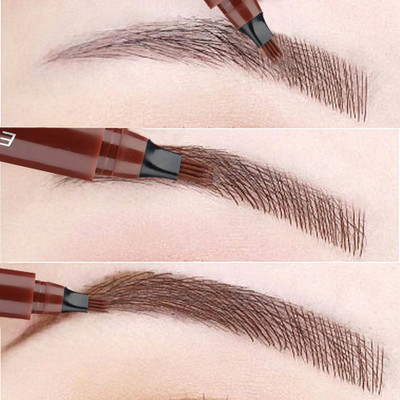 MYEONG Brown Waterproof Eyebrow Pencil, 4 Tip Microblading, Smudge-Proof & Long-Lasting 2.5 g(Brown)