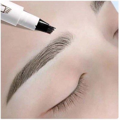 MYEONG Grey Tattoo Eyebrow Pen 4 Tips Waterproof Brow Gel & Tint Dye Cream 1 g(Grey)
