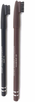 MYEONG Eyebrow Pencil 2 in 1 Dual Function Brow Filling Pencil with Spoolie((Black, Dark Brown))
