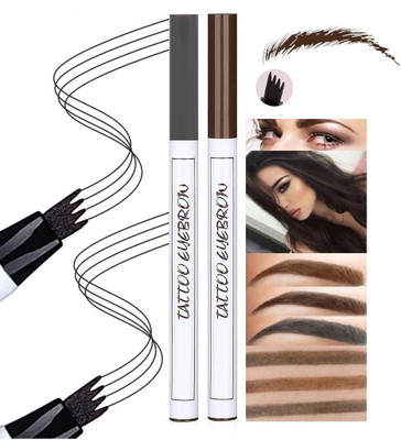 tanvi27 New Eye Brow Definer Grey & Dark Brown Multi Use Eyebrow Tatoo Pen(DARK BROWN, GREY)