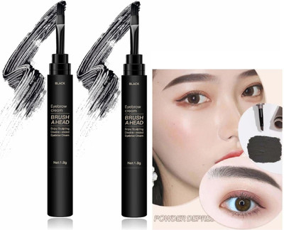 ADJD Combo Natural Waterproof Eyebrow Cream Pen Delicate Smooth Long-lasting(BLACK)