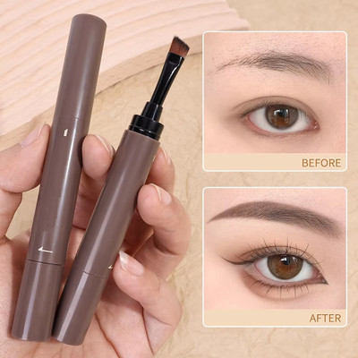 GULGLOW99 Waterproof Eyebrow Cream Pen with Brush Lasting Not Smudge(LIGHT BROWN)