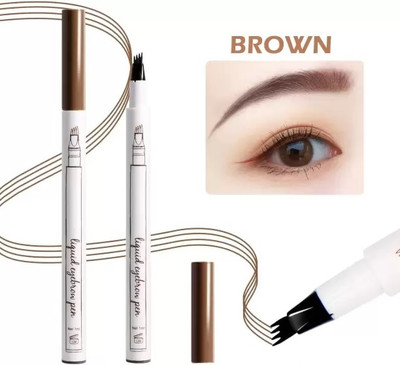 EVERERIN Eyebrow Pen with a 4 Micro-Fork Tip Applicator Creates Flawless Natural Looking(LIGHT BROWN)