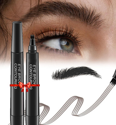 WOONGMI Waterproof and Smudge-Proof Eyebrow Pen with a Micro-Fork Tip Applicator(Black)