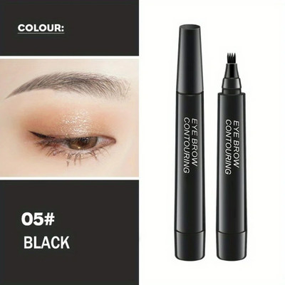 WOONGMI Best Eyebrow Pen with a Micro-Fork Tip Applicator Natural Looking(Black)