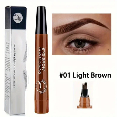 manasona Ultra Slim 4 Split Head Eyebrow Pencil , Waterproof, Smudge Proof(LIGHT BROWN)