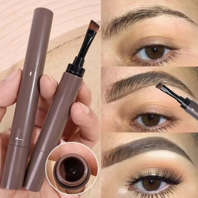 GULGLOW99 2 IN 1 Eyebrow Cream Gel with Brush Pomade EyeBrows Pencil Long-lasting(LIGHT BROWN)