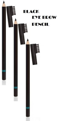tanvi27 Eye Brow Shaper Water Proof Black Eyebrow Pencil with Brush Set OF 3(BLACK)