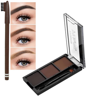 YAWI Best 3 Shades Eyebrow Palette & Pencil Waterproof Eyebrow Filler with Brush(MULTI COLOR)